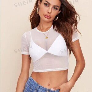 SHEIN sheer crop top, size small